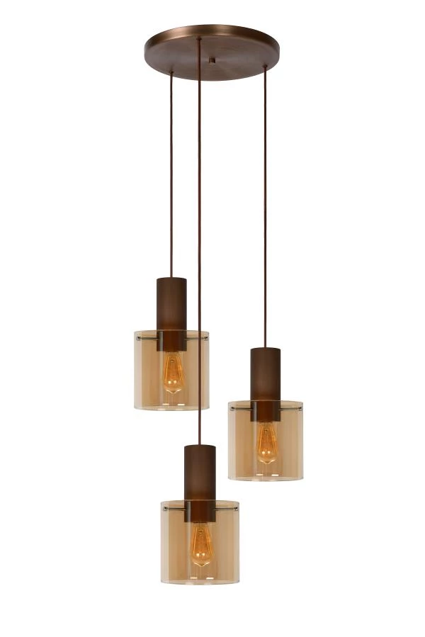 Lucide TOLEDO - Pendant light - 3xE27 - Amber - turned off